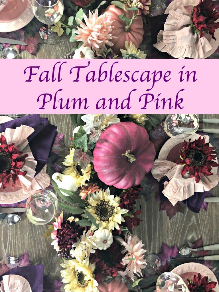 Beautiful fall tablescape in pink and plum
