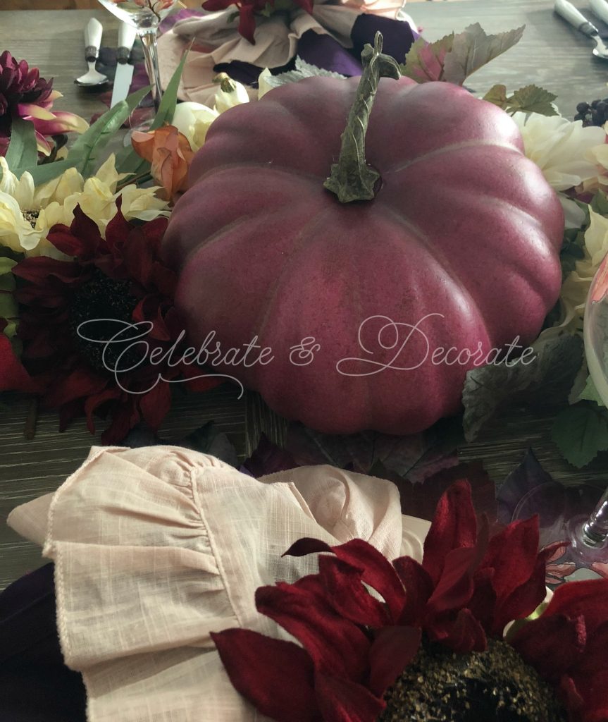 Fall tablescape in plum and pink