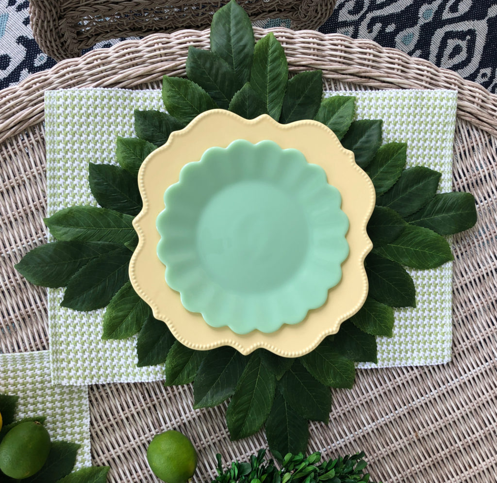 Lemon and lime plate stack for a tablescape