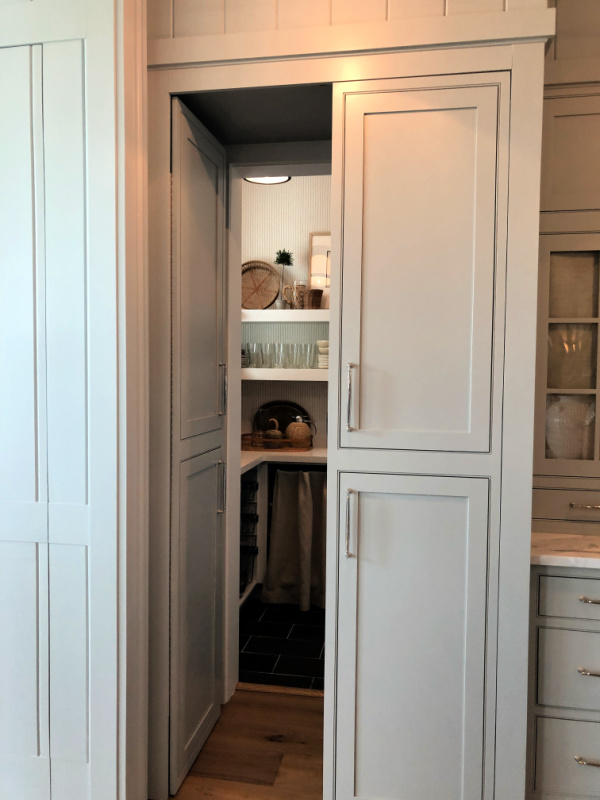 Kitchen pantry with hidden doors