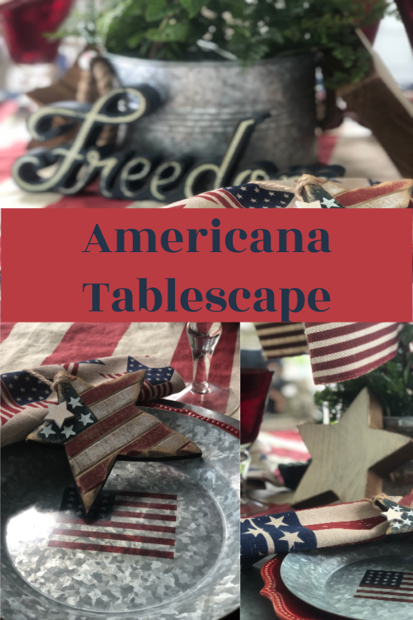 A collage of vintage 4th of July tablescape photos 