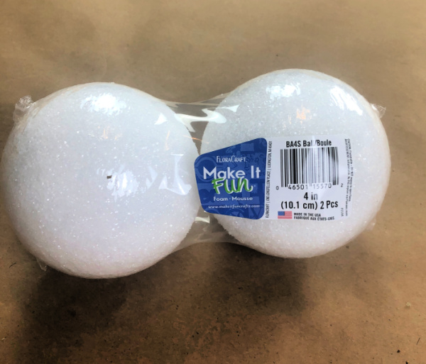 Pair of styrofoam balls