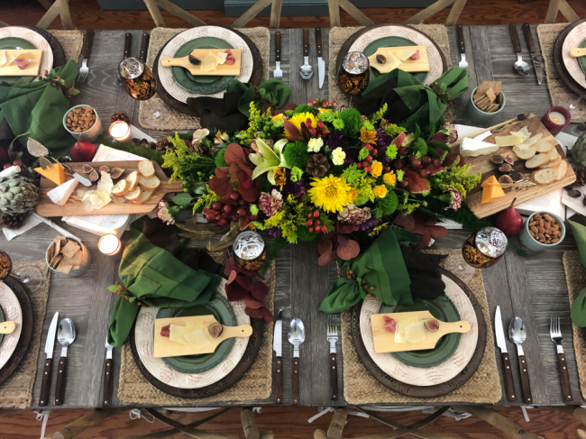 Table set for an elaborate fall dinner
