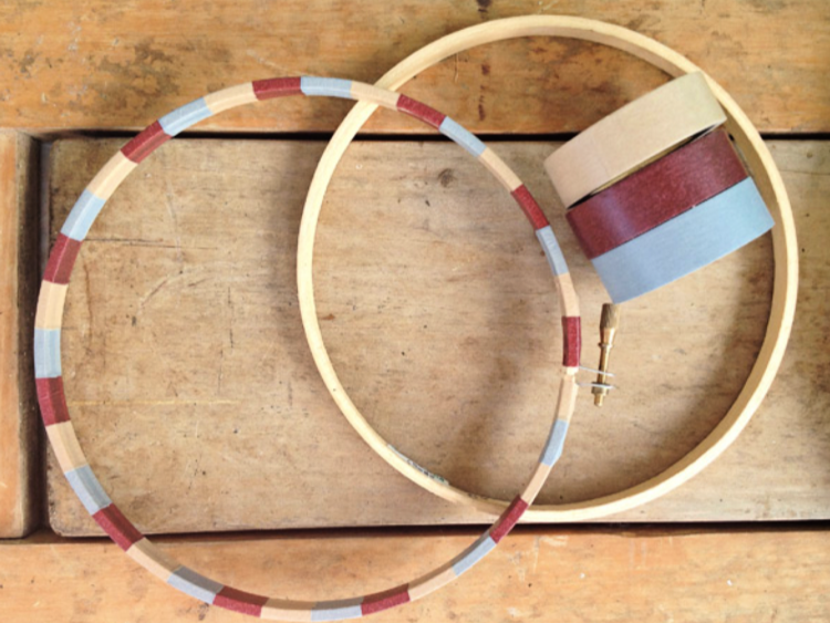 Washi tape embroidery hoops