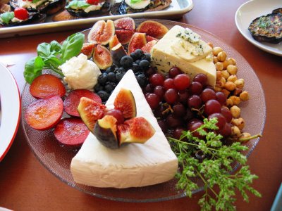 Cheese display.  Brie, Cocktail party food.