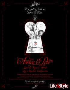 Ashlee Simpson wedding invitation, Alice in Wonderland Invitation, Key hole, tea party