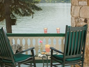 Pink Lemonade on the front porch sitting in rocking chairs overlooking the lake.