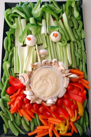 Vegetable display for a Tiki or Luau party