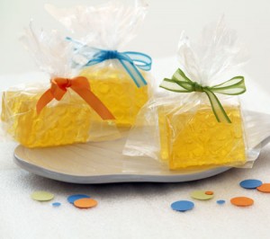 Honeycomb homemade soap favors for a Winnie the Pooh Baby Shower