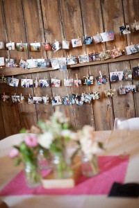Garland of photos help with clothes pins for a wedding or party photo banners