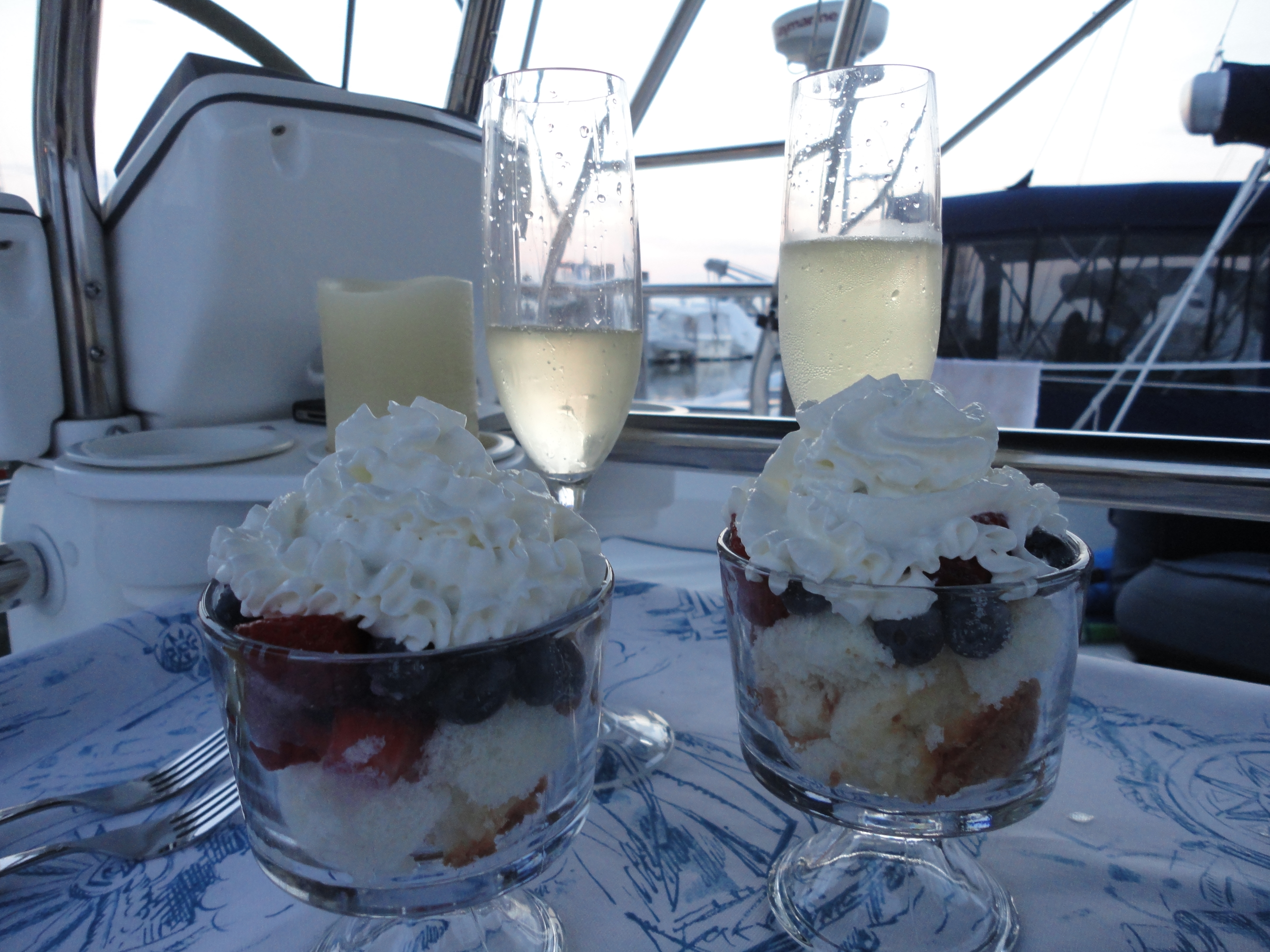 Strawberry and blueberry shortcakes with champagne!
