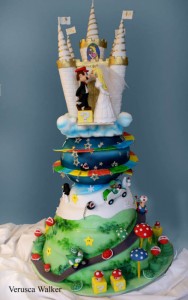 Mario - themed cake with a castle themed on the Super Mario Game