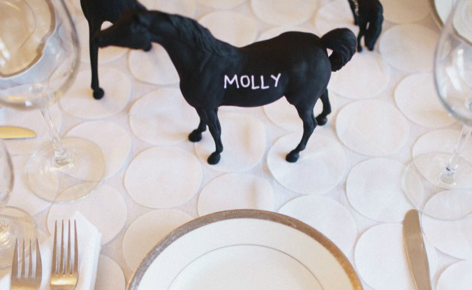 Chalkboard painted horses for place cards