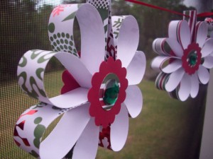 3-D Flower banner pink and red handmade