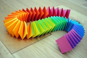 Rainbow folded paper garland, homemade