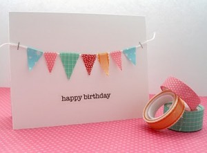 Cute washi tape decorated card with tiny washi pennants.