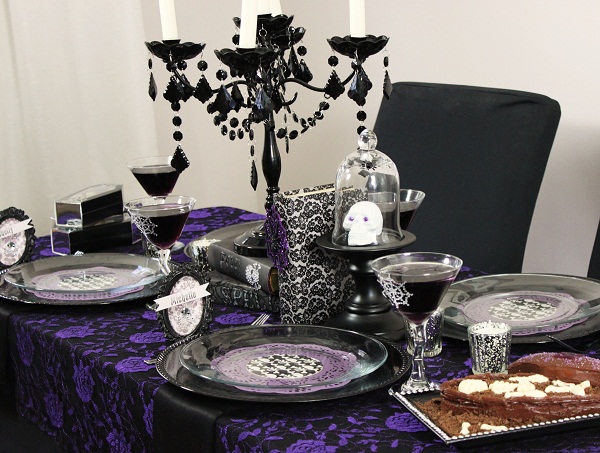 Black and purple halloween decor