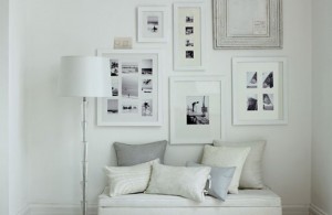 White picture frames in white interior