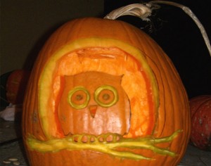 Owl carved Jack O'Lantern
