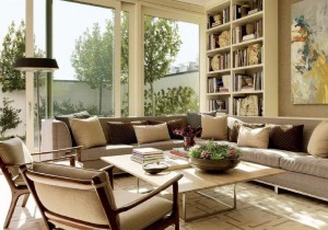 neutral living room with shades of tan