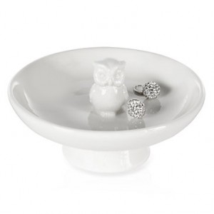 Porcelain owl jewelry bowl