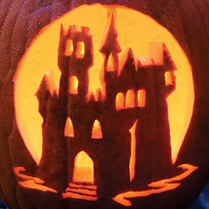 Spooky Castle carved pumpkin