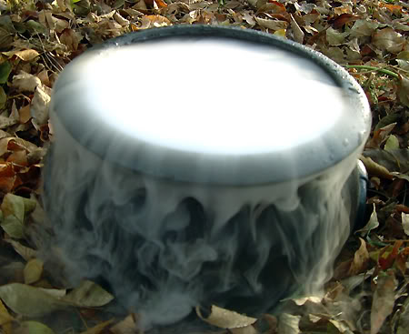 Spooky punch for halloween with dry ice