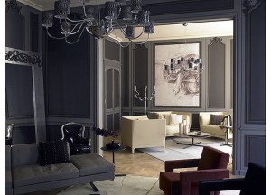 Gray interiors with gray walls