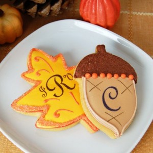 Autumn leaves cookies with monogram