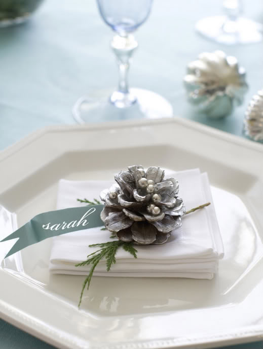 Silver Pinecone placecard