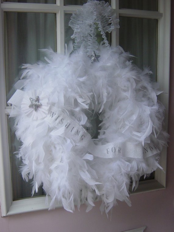 White feather wreath