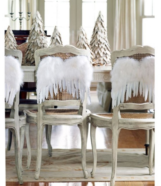 Angel wings on chairs for Christmas