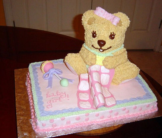 Teddy bear baby shower cake