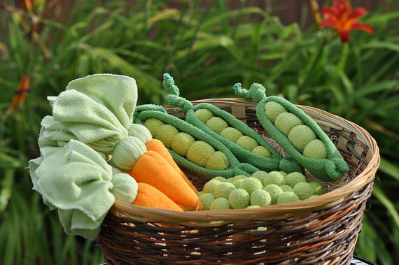 Baby washcloth peas and carrots