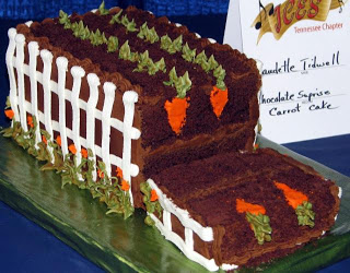 Garden themed chocolate cake with carrots