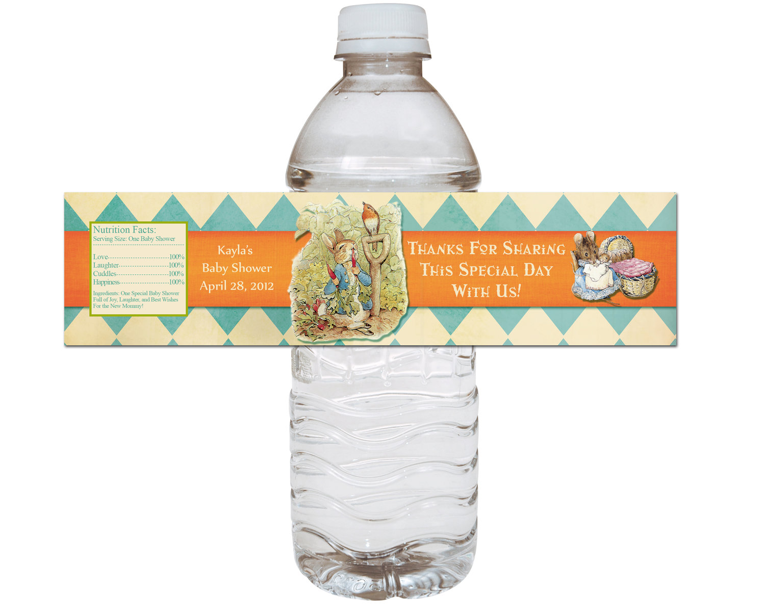 Peter Rabbit Baby Shower Water bottle printables