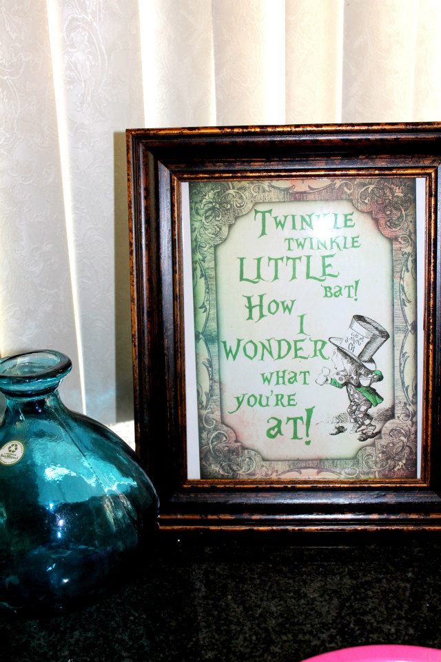 Alice in Wonderland quotations framed for the party