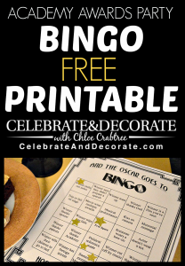 Academy Awards Party - Bingo Cards - Free Printable from CelebrateAndDecorate.com