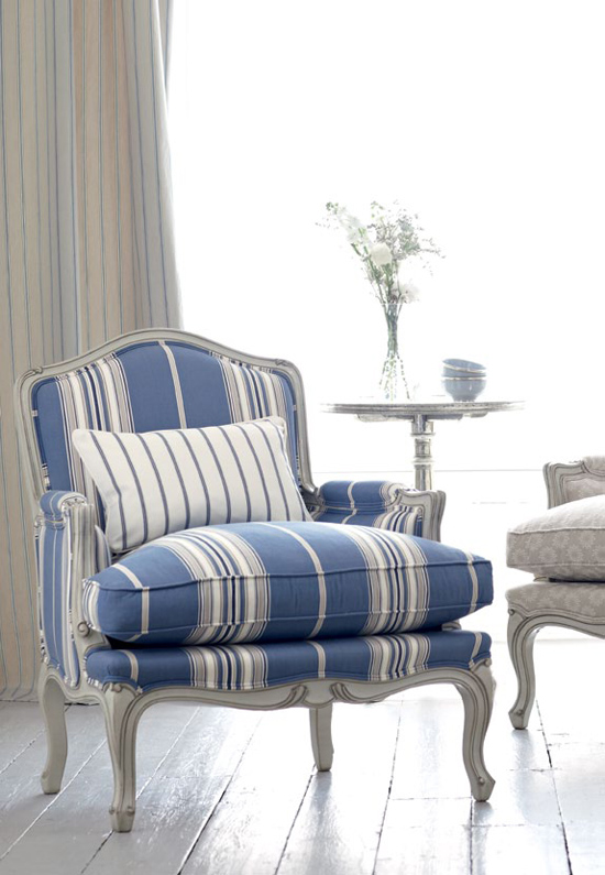 Blue and white striped chair