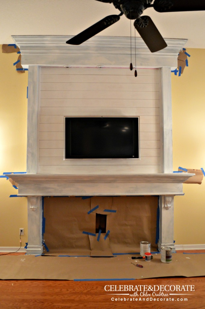 Shiplapping a Fireplace