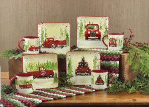 Christmas Vintage Truck Plates & Mugs Dessert Serving Set