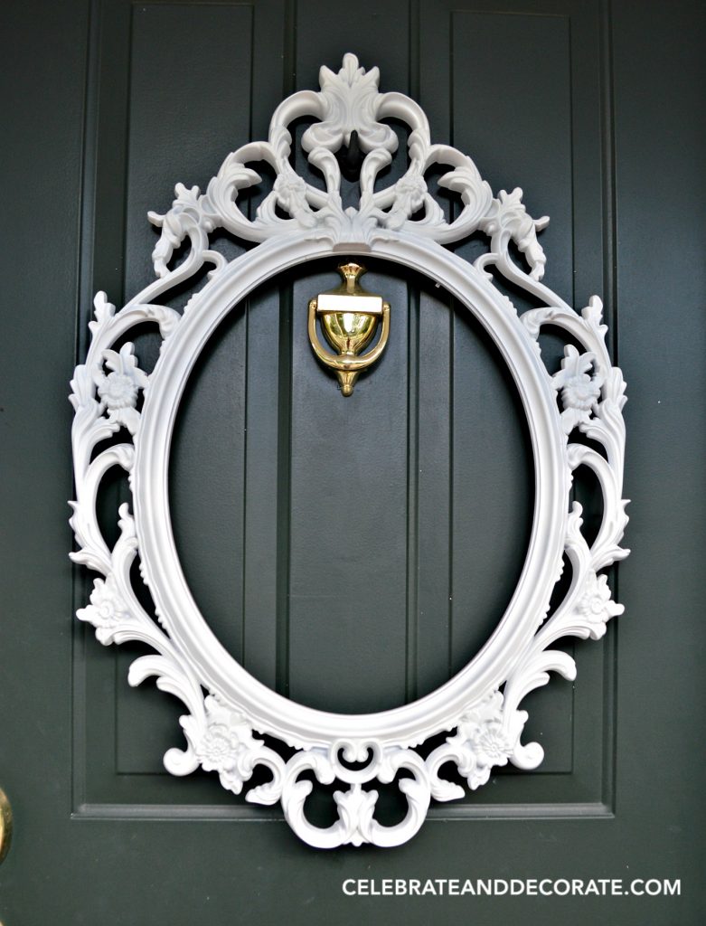 Make your own picture frame wreath for your front door.