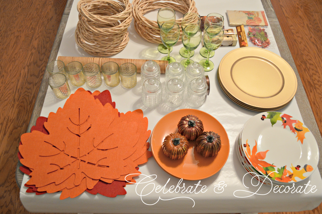 Put together a Thanksgiving Table from the dollar store.  