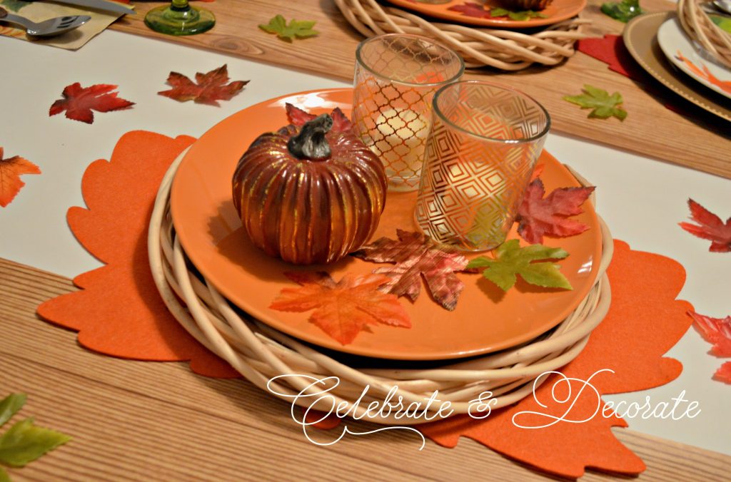 A simple Thanksgiving tablescape from the dollar store 