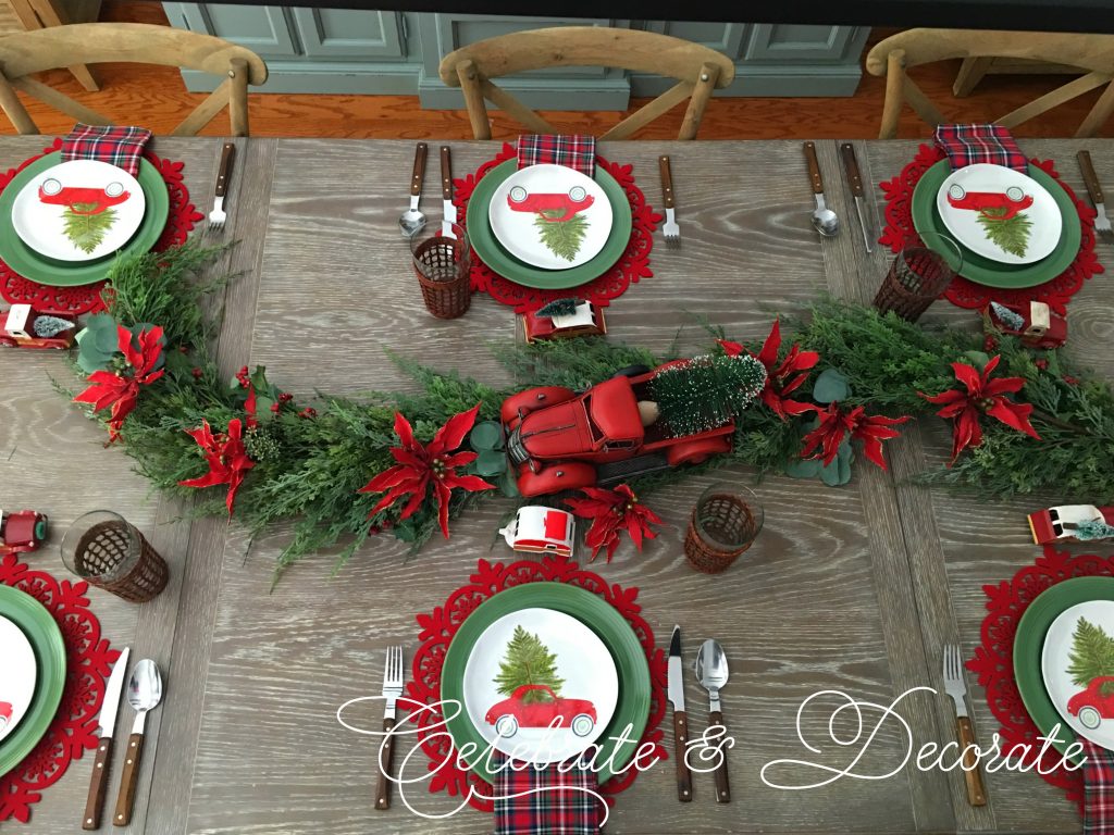 Red Christmas Truck Tablescape