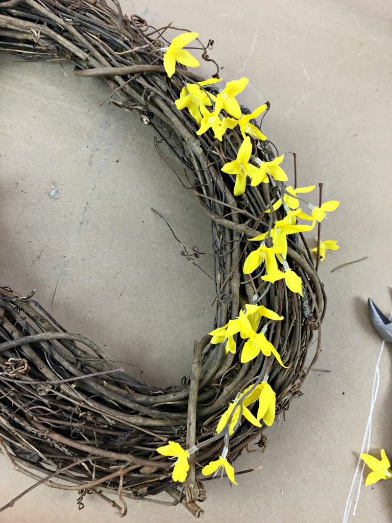 Forsythia is the perfect addition to my bunny wreath.
