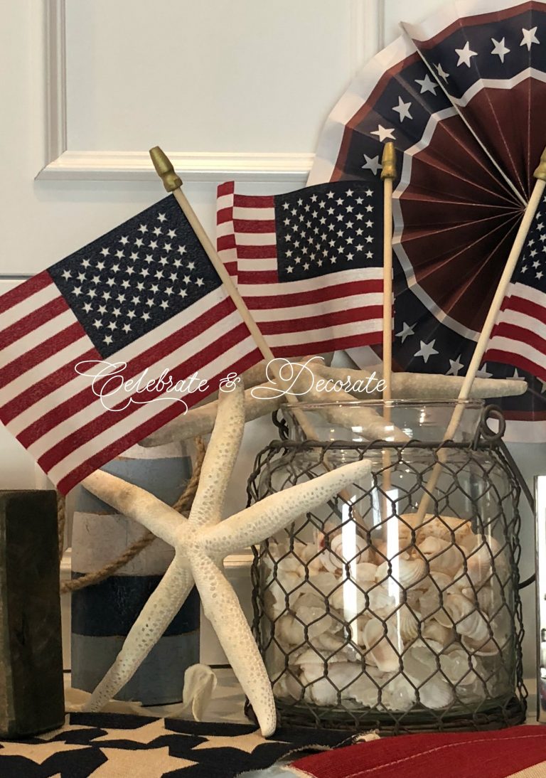 Fourth of July Decor for Mantel and Hearth