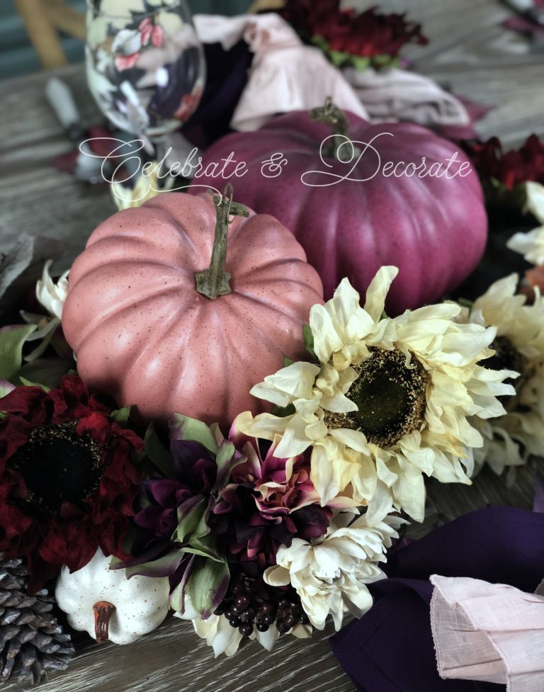 Fall Tablescape in Plum and Pink