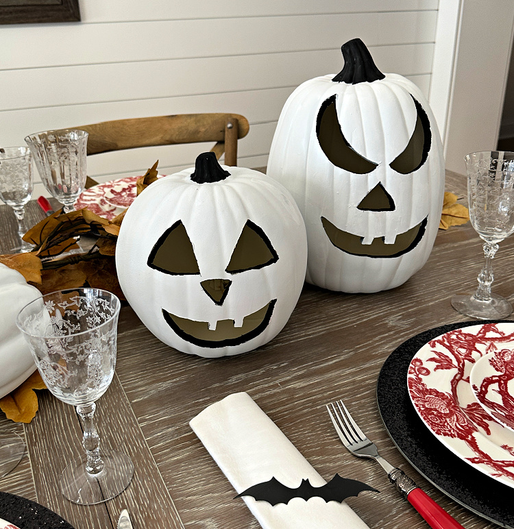 Black and White & Red All Over Halloween Tablescape