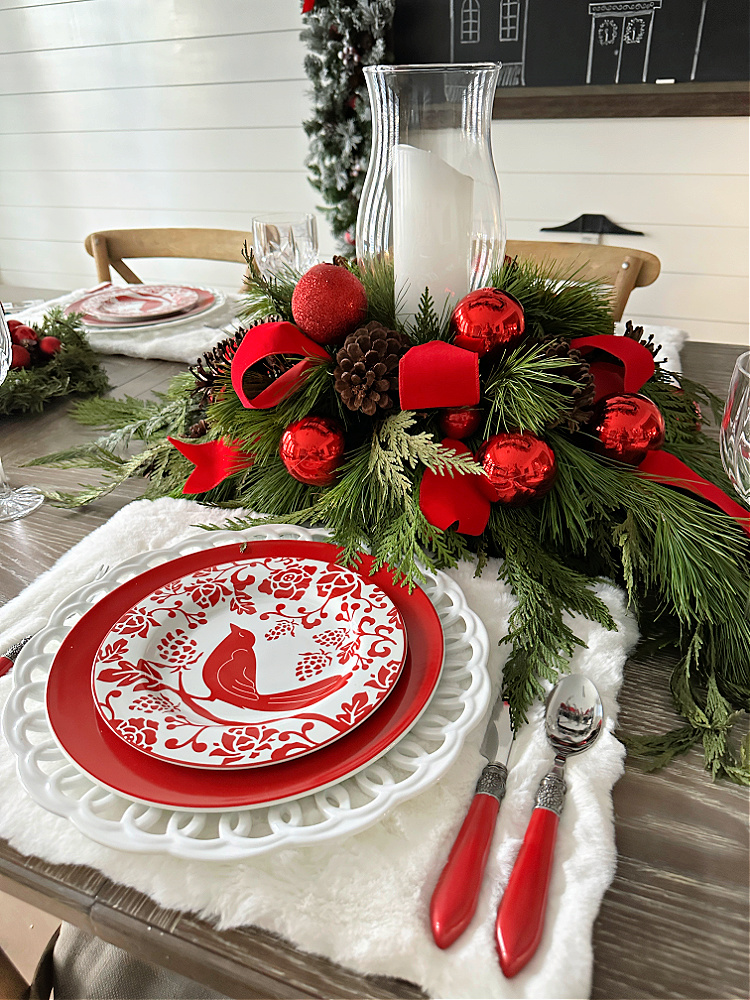 Set a Christmas Tablescape with fresh Evergreens